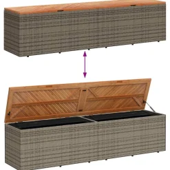 Puutarhan säilytyslaatikko harmaa 110x50x54 cm polyrottinki (65956)