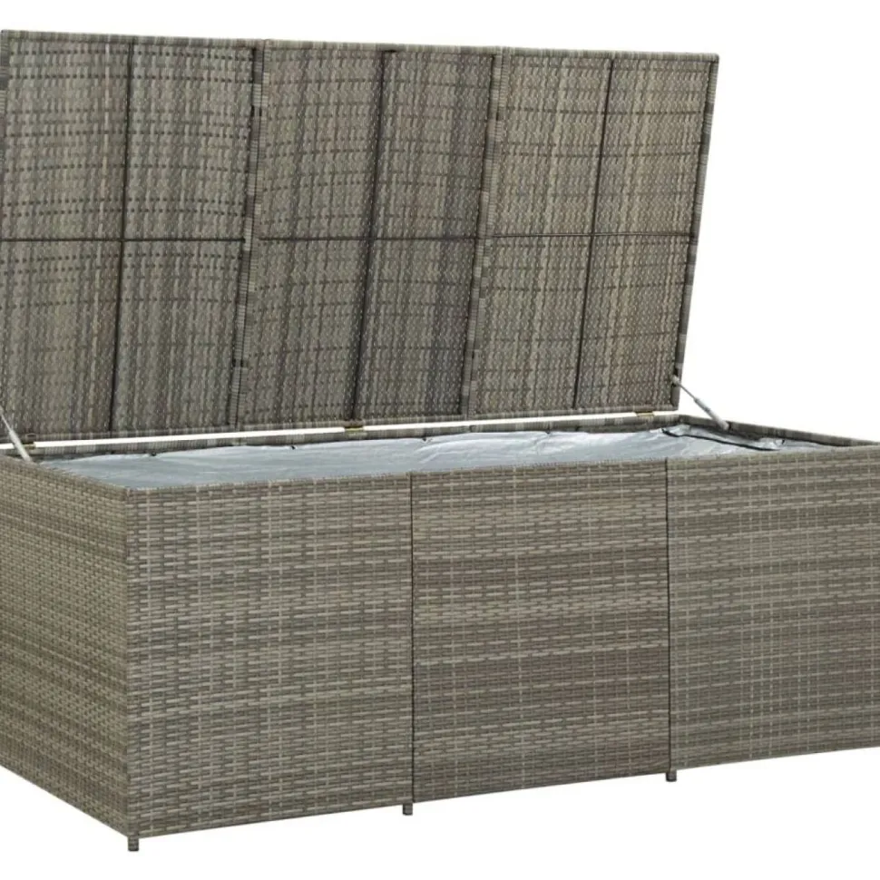 Puutarhan säilytyslaatikko polyrottinki 180x90x75 cm harmaa