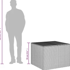 Puutarhan säilytyslaatikko pyörillä harmaa 190 l polyrottinki (65326)