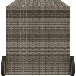 Puutarhan säilytyslaatikko pyörillä harmaa 190 l polyrottinki (65326)