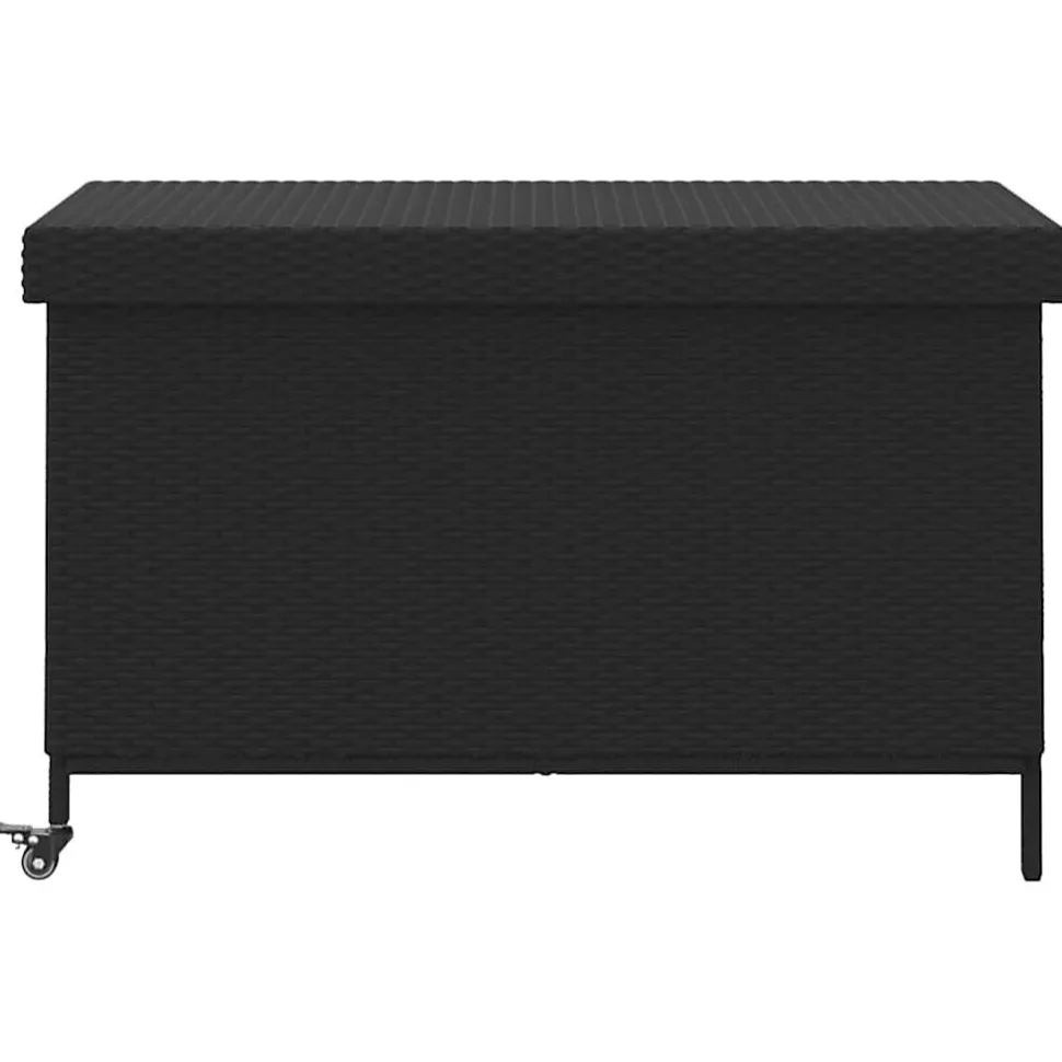 Puutarhan säilytyslaatikko pyörillä musta 110x55x73 cm (03826)