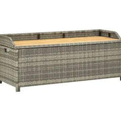 Puutarhan säilytyspenkki 120 cm polyrottinki harmaa