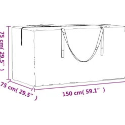 Puutarhan tyynyjen säilytyskassit 2 kpl musta 150x75x75 cm polyeteeni (55397)