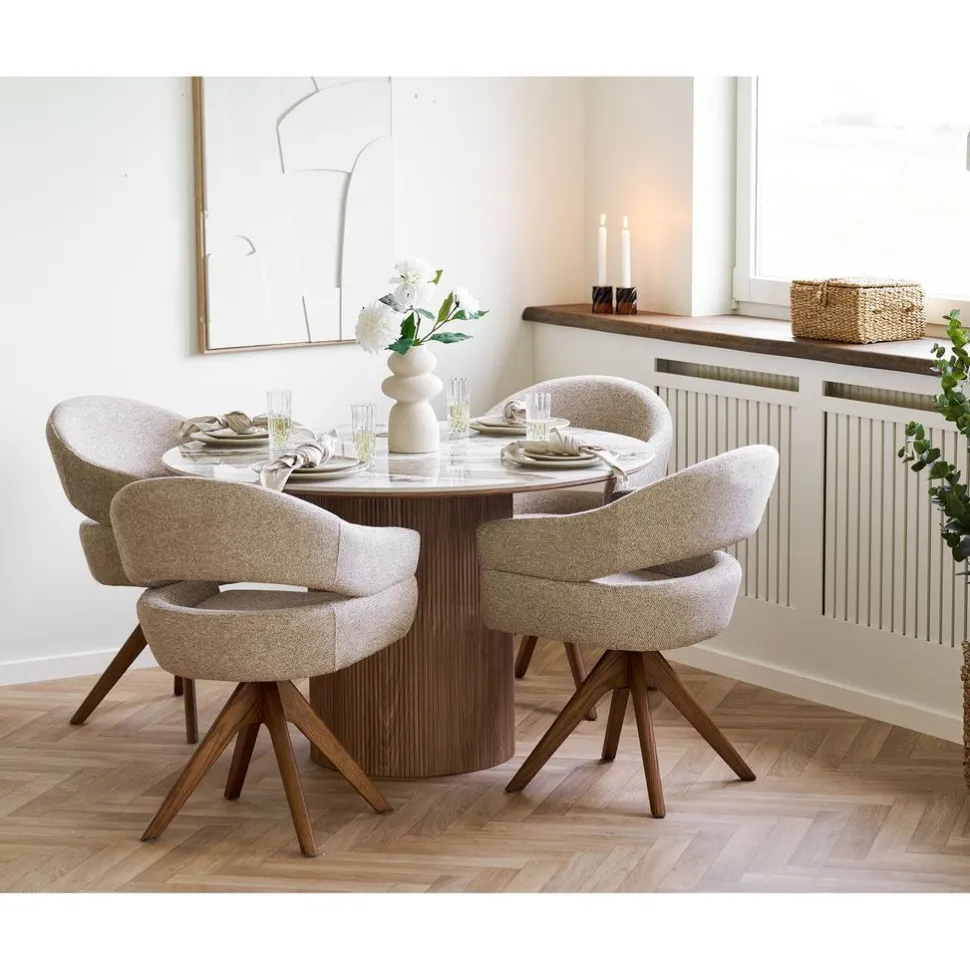 Pyöreä ruokapöytä House Nordic Athens, valkoinen/ruskea, eri kokoja