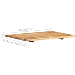 Pöytälevy, täysi akaasiapuu, 80x(50-60)x2,5 cm