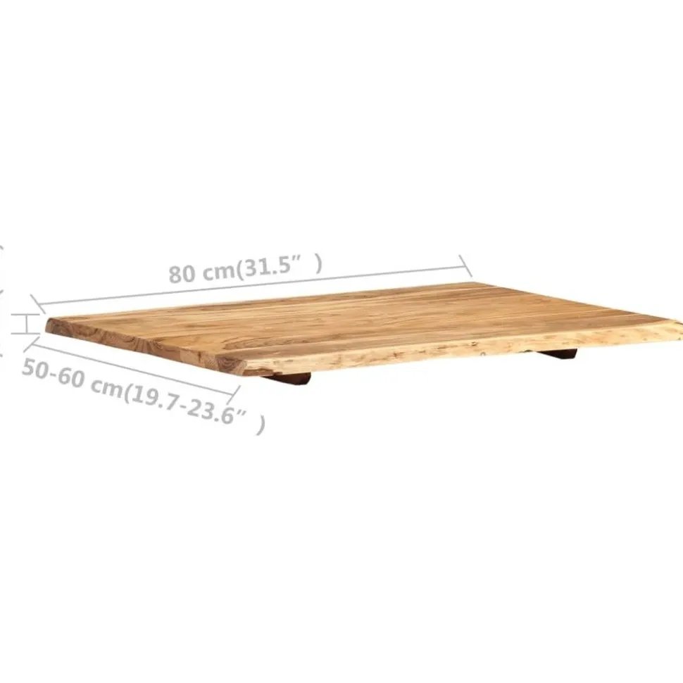Pöytälevy, täysi akaasiapuu, 80x(50-60)x2,5 cm