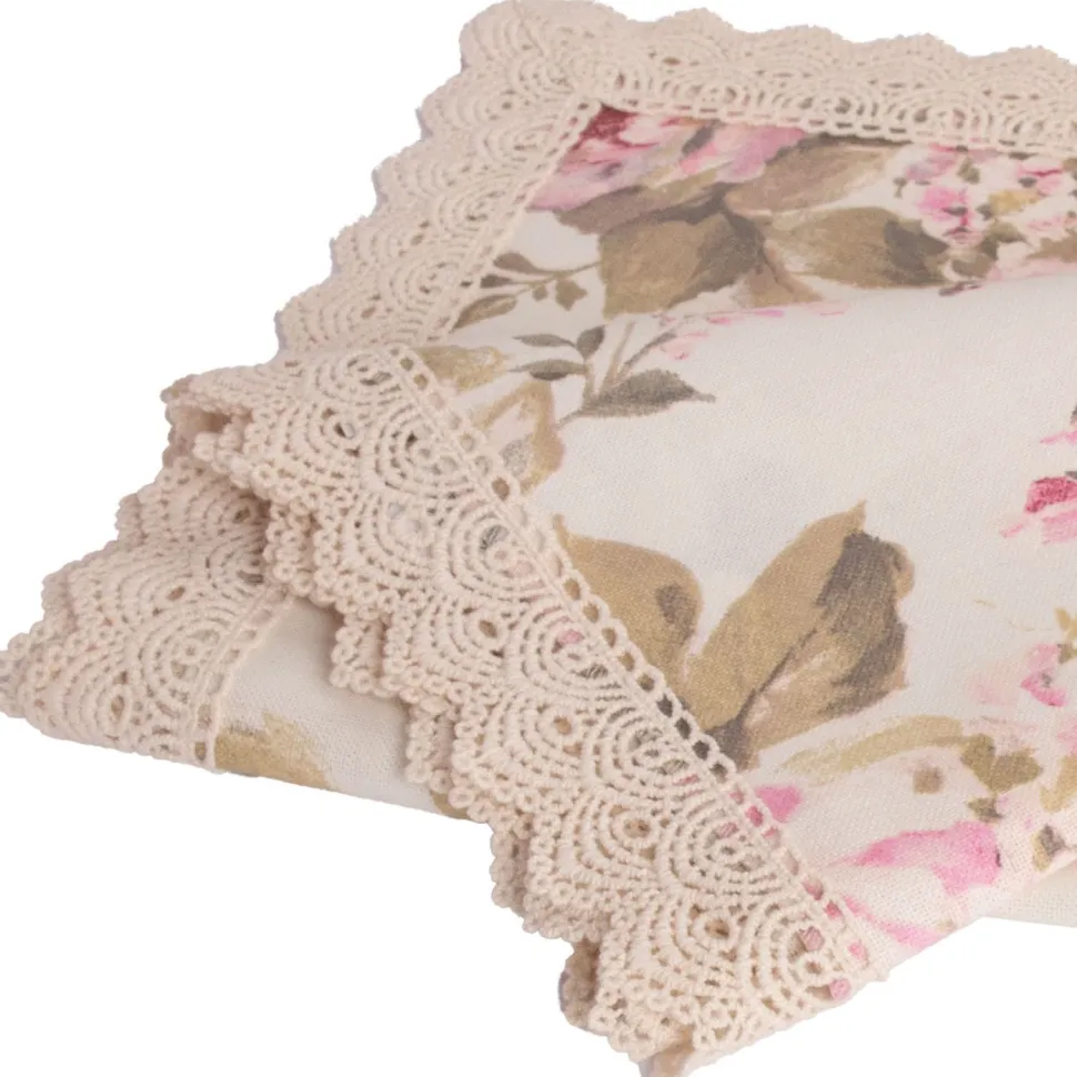 Pöytäliina Home4You HOLLY 75x75 cm, maalatut ruusut, vaaleanpunainen