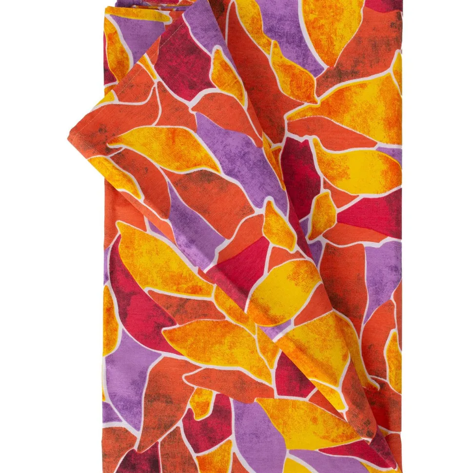 Pöytäliina Home4You LONETA NEW 136x220 cm, punainen lehtikuosi, monivärinen