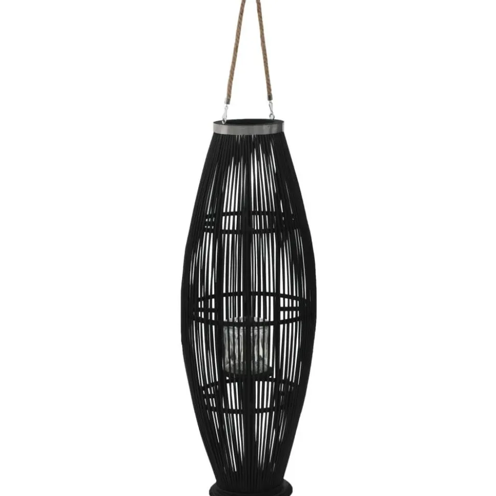 Riippuva kynttilänpidike bambu musta 95 cm