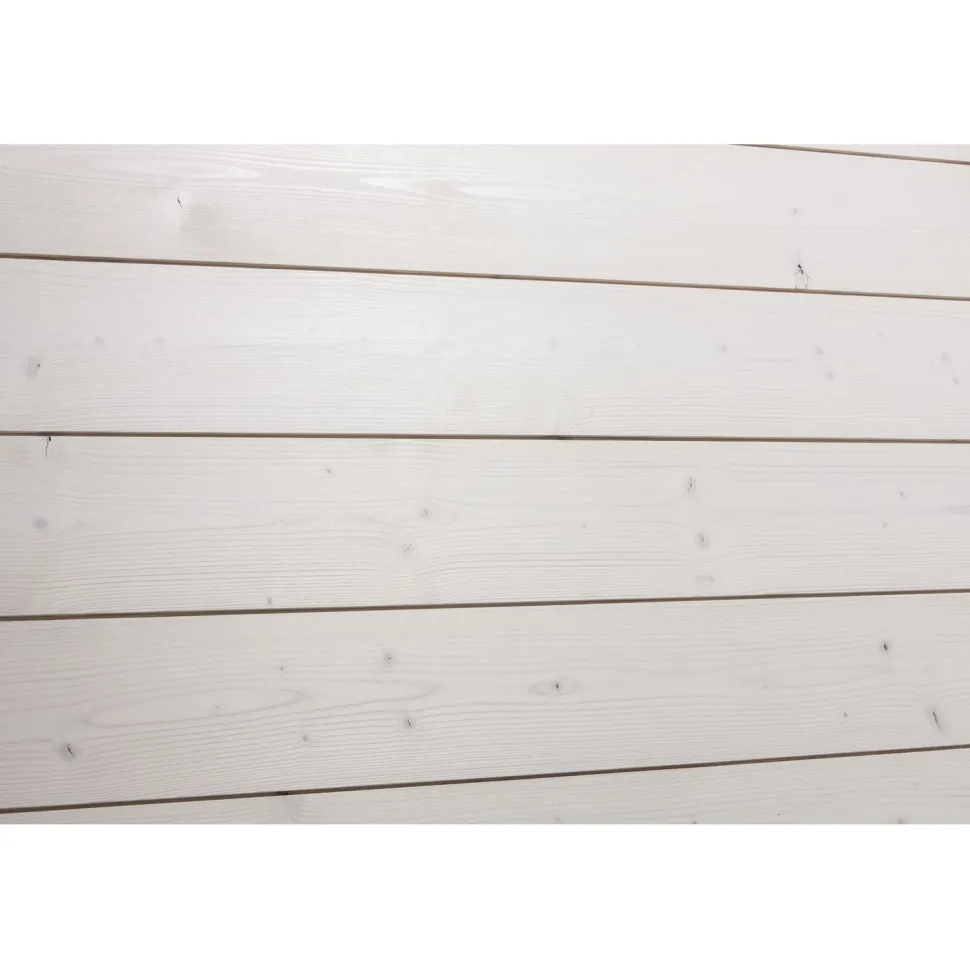 Saunapaneeli Aure Kuusi STS/V PN 18x145x2370 mm kuultovalkoinen saunasuoja