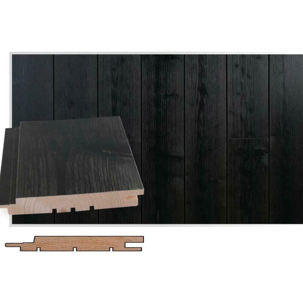 Saunapaneeli Maler Rustik SPA STS-3, 18x145mm, kuusi, ympäripontattu, PN, harjattu hiili