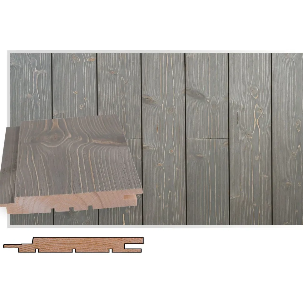 Saunapaneeli Maler Rustik SPA STS-3, 18x145x3880mm, kuusi, ympäripontattu, PN, harjattu tuhka