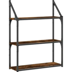 Seinähylly 3 kerrosta savutammi 60x21x78,5 cm tekninen puu (35451)