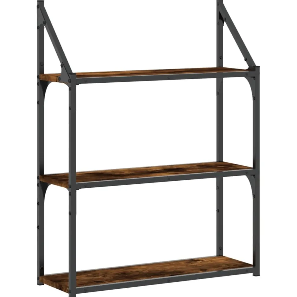 Seinähylly 3 kerrosta savutammi 60x21x78,5 cm tekninen puu (35451)