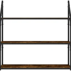Seinähylly 3 kerrosta savutammi 80x21x78,5 cm tekninen puu (35456)