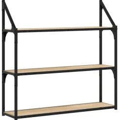 Seinähylly 3 kerrosta Sonoma-tammi 80x21x78,5 cm tekninen puu (35455)