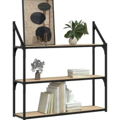 Seinähylly 3 kerrosta Sonoma-tammi 80x21x78,5 cm tekninen puu (35455)