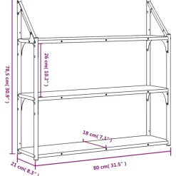 Seinähylly 3 kerrosta Sonoma-tammi 80x21x78,5 cm tekninen puu (35455)