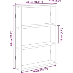 Seinähylly musta 43x9x60 cm tekninen puu (60050)