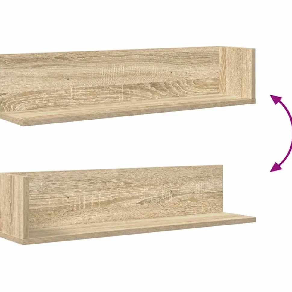 Seinähyllyt 2 kpl Sonoma Oak 75x16,5x16,5 cm Engineered Wood (60033)