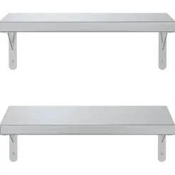 Seinähyllyt 2 kpl 50x23,5 cm hopea ruostumaton teräs (14510)
