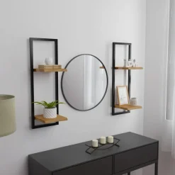 Seinähyllyt 2 kpl 40x24x35 cm akasiapuu ja teräs