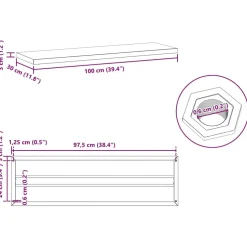 Seinähyllyt 2 kpl 100x30x3 cm hopea ruostumaton teräs (30279)