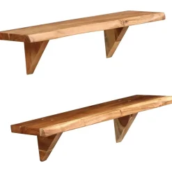 Seinähyllyt 2 kpl 60x20x16 cm kiinteä akaasiapuu
