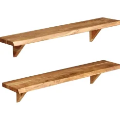 Seinähyllyt 2 kpl 90x20x16 cm kiinteä akaasiapuu