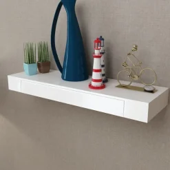 Seinähyllyt laatikoilla 2 kpl piilokiinnitys valkoinen 80 cm