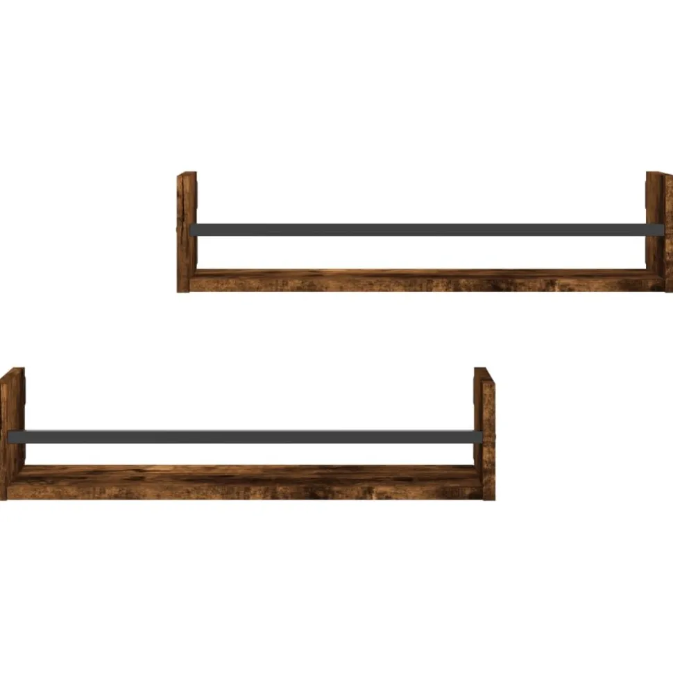 Seinähyllyt tangoilla 2 kpl savutammi 60x16x14 cm (35436)