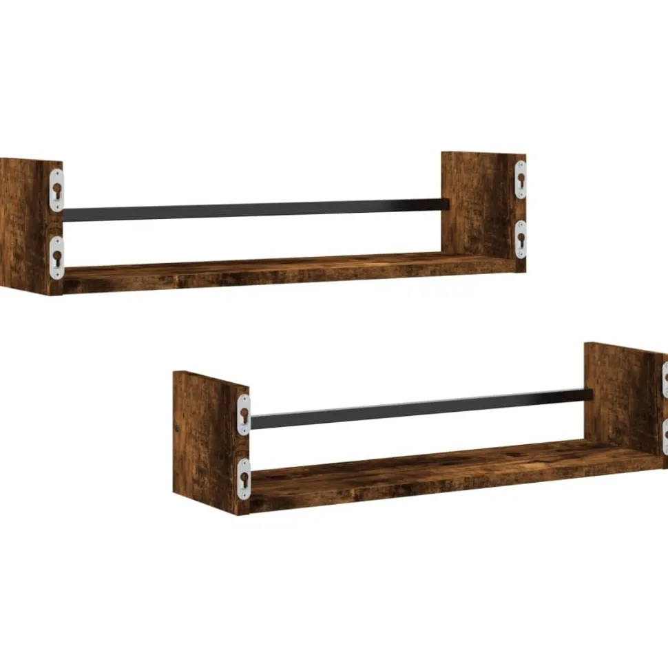 Seinähyllyt tangoilla 2 kpl savutammi 60x16x14 cm (35436)