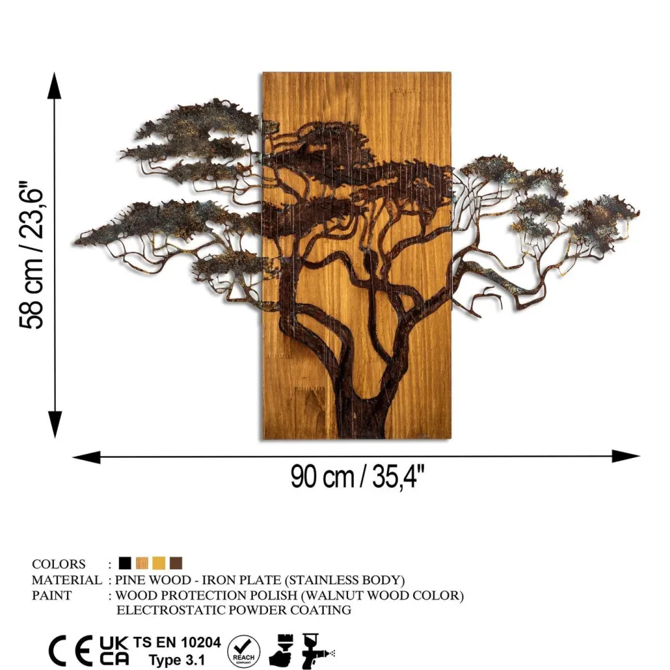 Seinäkoriste Linento Furniture Acacia Tree, monivärinen