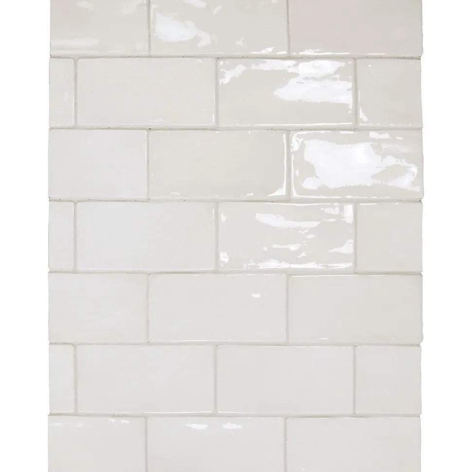 Seinälaatta Pukkila Manacor White kiiltävä strukturoitu 7,5x15 cm