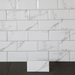 Seinälaatta Arredo Carrara Biselado 10x20cm, valkoinen