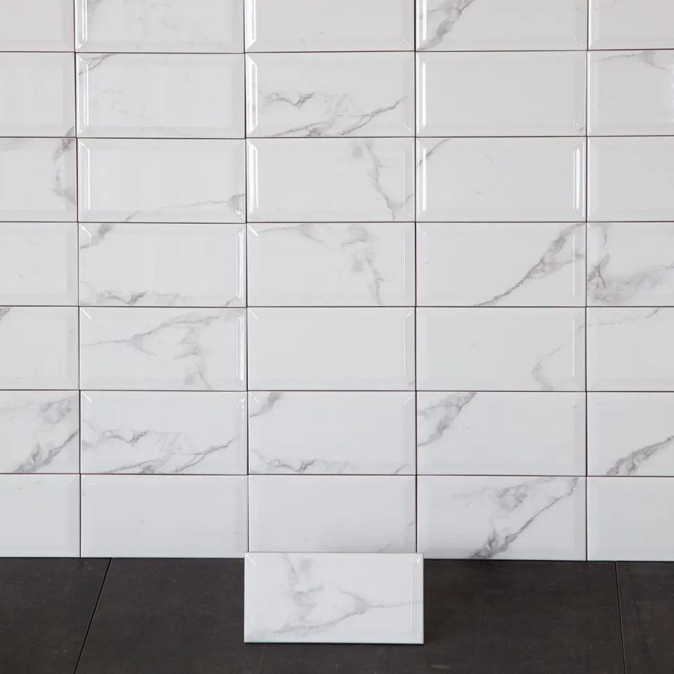 Seinälaatta Arredo Carrara Biselado 10x20cm, valkoinen