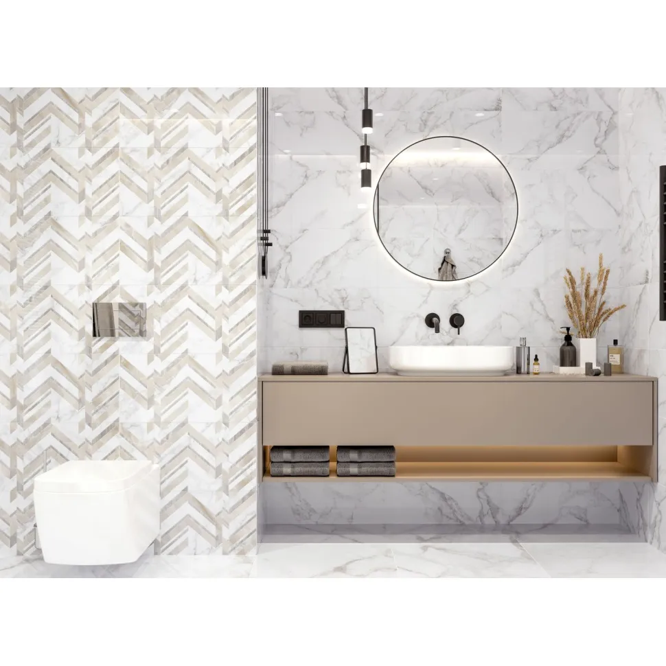Seinälaatta GoldenTile Marmo Bianco 60x30 cm valkoinen