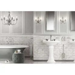 Seinälaatta GoldenTile Metrotiles 10x20 cm Carrara-marmori