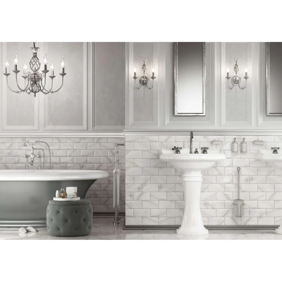 Seinälaatta GoldenTile Metrotiles 10x20 cm Carrara-marmori