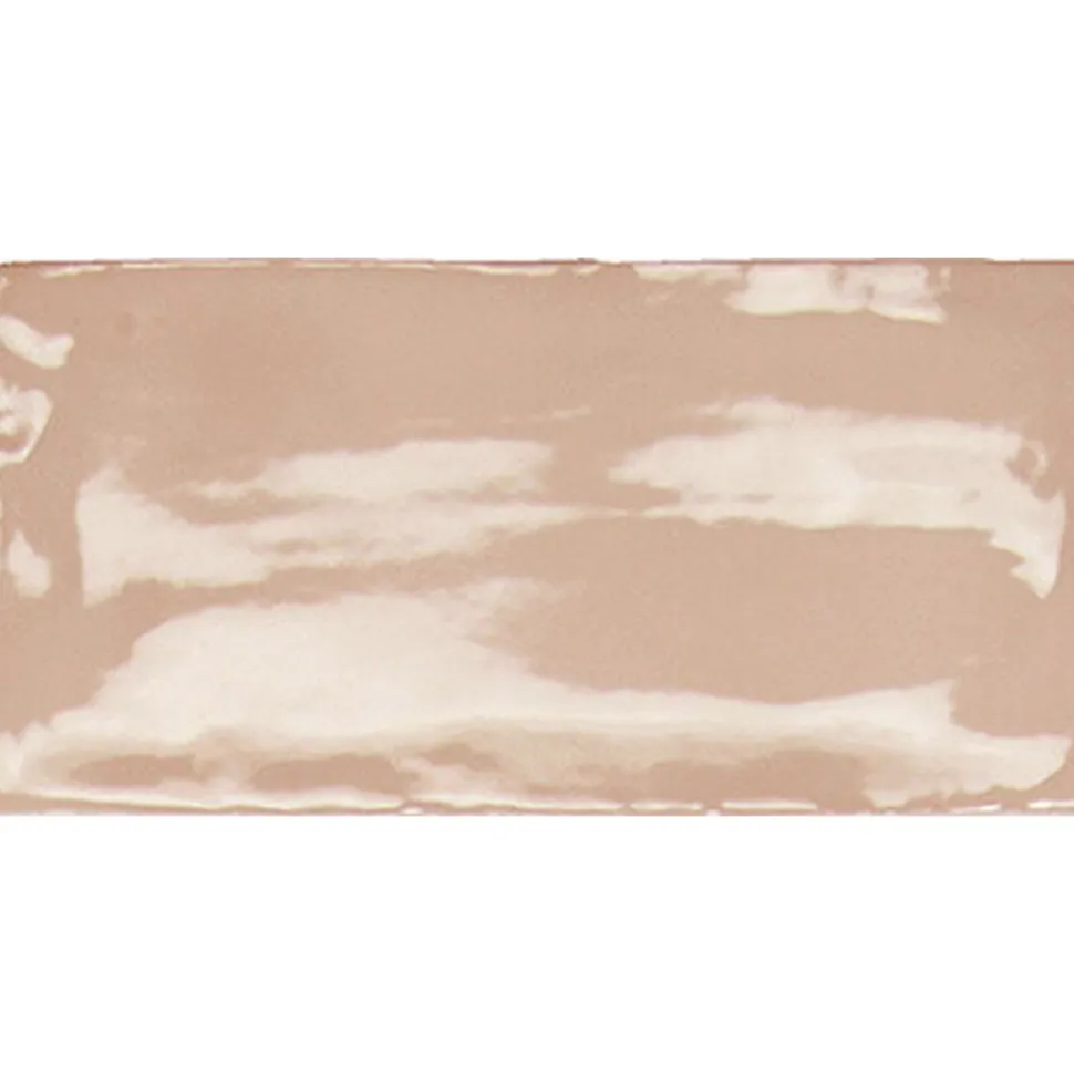 Seinälaatta Pukkila Manacor Blush Pink kiiltävä strukturoitu 7,5x15 cm