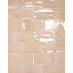 Seinälaatta Pukkila Manacor Blush Pink kiiltävä strukturoitu 7,5x15 cm