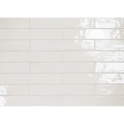 Seinälaatta Pukkila Manacor White kiiltävä strukturoitu 6,5x40 cm