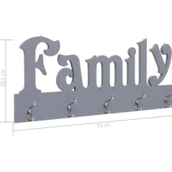 Seinänaulakko FAMILY, harmaa, 74x29.5cm