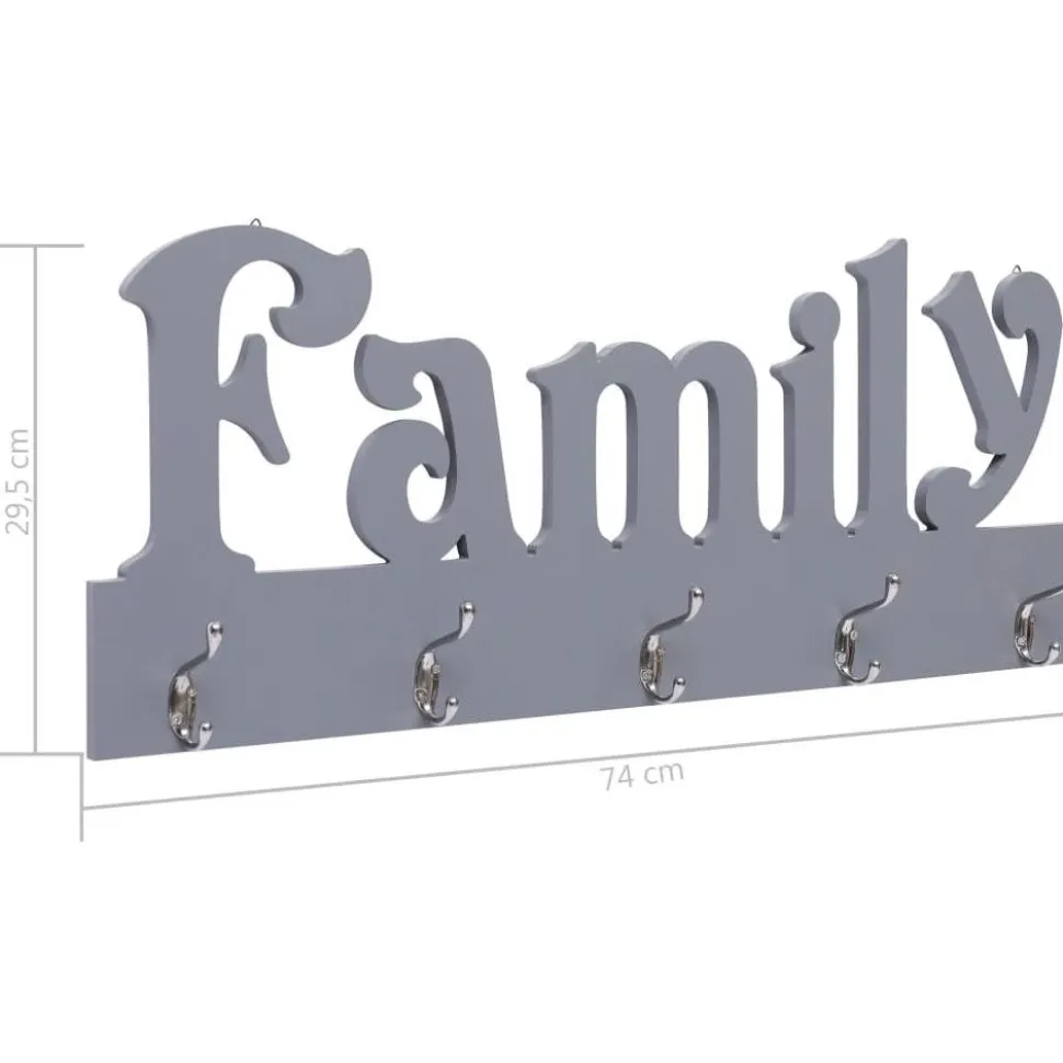 Seinänaulakko FAMILY, harmaa, 74x29.5cm