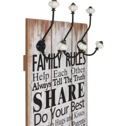 Seinänaulakko 6 koukulla family rules 120x40 cm