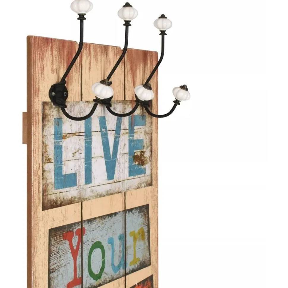 Seinänaulakko 6 koukulla live life 120x40 cm