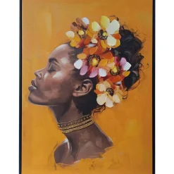Seinätaulu Home4You WALLY 60x80 cm, nainen ja kukat 1, oranssi