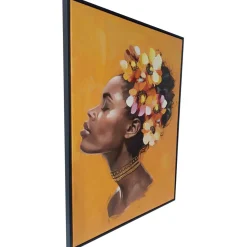 Seinätaulu Home4You WALLY 60x80 cm, nainen ja kukat 1, oranssi