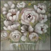 Seinätaulu Home4You WALLY 60x60 cm, valkoiset kukat, vihreä
