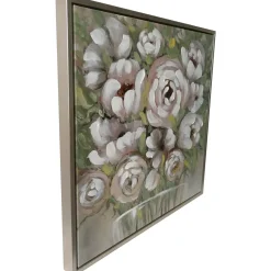 Seinätaulu Home4You WALLY 60x60 cm, valkoiset kukat, vihreä